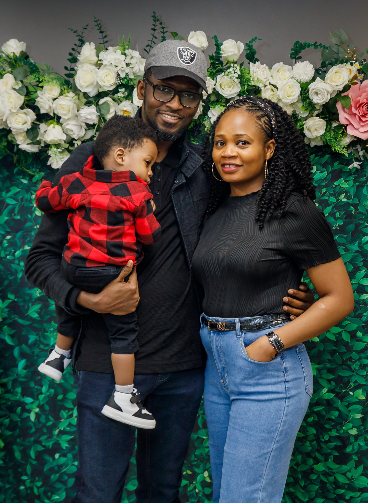 A family portrait taken at an event